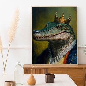 King Crocodile, Wall Art,  Digital Download, Home Decor, Printable, Digital Art Print, Printable Poster
