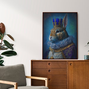 King Rabbit, Wall Art,  Digital Download, Home Decor, Printable, Digital Art Print, Printable Poster