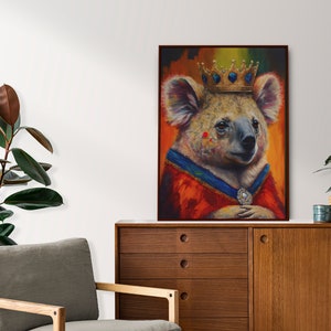 King Koala, Wall Art,  Digital Download, Home Decor, Printable, Digital Art Print, Printable Poster
