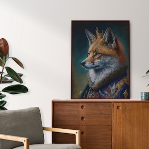 King Fox, Wall Art,  Digital Download, Home Decor, Printable, Digital Art Print, Printable Poster