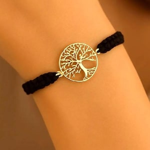 14K Gold Baum des Lebens Armband Makramee Stammbaum Armband Yoga Schmuck Baum des Lebens Schmuck Glücksarmband verstellbar Boho Schmuck