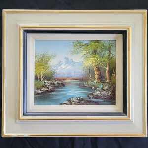 Vintage Mid Century Original Oil Mountain River Landscape Painting Framed Signed C. Manzi