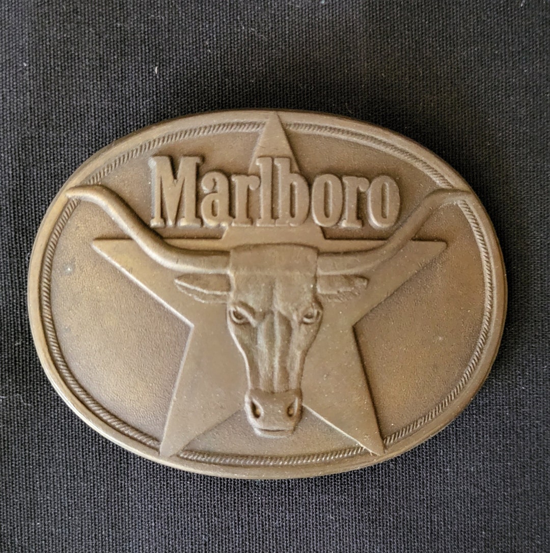 Vintage Marlboro Belt Buckle Solid Brass 1987 Philip Morris Etsy
