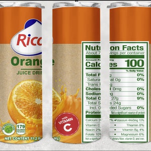 20oz Orange juice Tumbler Wrap