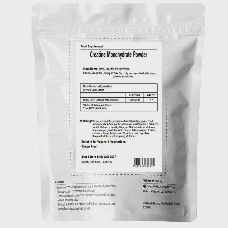 Creatine Monohydrate Powder - 100% Pure Creatine Monohydrate - Non-GMO - Exercise, Muscles Gain, Fitness Supplement - Micronised - 200 Mesh image 2