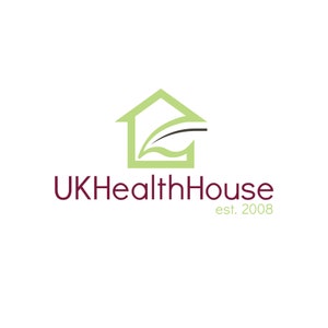 May include: A green house logo with a stylized leaf inside. The text "UKHealthHouse est. 2008" is below the logo.