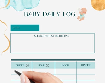 Diario giornaliero del bambino stampabile, Newborn Tracker, Agenda giornaliera, Baby Tracker stampabile, Registro babysitter, Registro tata, Download istantaneo PDF