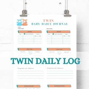 Twin journal, Twin Daily Log, Twin food tracker, Twin Newborn Daily Log, Newborn Daily Log Twins,Twin Newborn Schedule, Twin Baby Schedule