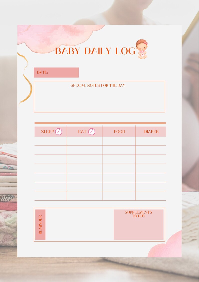 Daily Baby Log Printable, Newborn Tracker, Daily Planner, Baby Tracker ...