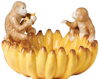 HANDMADE Yellow Monkey Banana Bowl Zanzibar Ceramic Hand-painted Kaldun & Bogle