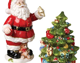 HANDMADE Santa & Christmas Tree Salt and Pepper Shakers