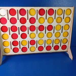 Gioco di quattro in fila, file tagliati al laser in svg, dxf, ai, Lightburn Glowforce, laser cutter, intrattenimento, risoluzione dei problemi, 256 mm x 185 mm