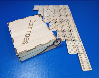 Set di domino con scatola portaoggetti: file tagliati al laser (SVG, DXF, LBRN2, AI) (download digitale)