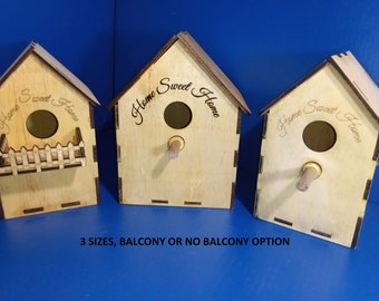 Bird House SVG: 3 Nesting Box Designs with Balcony (Digital Download)
