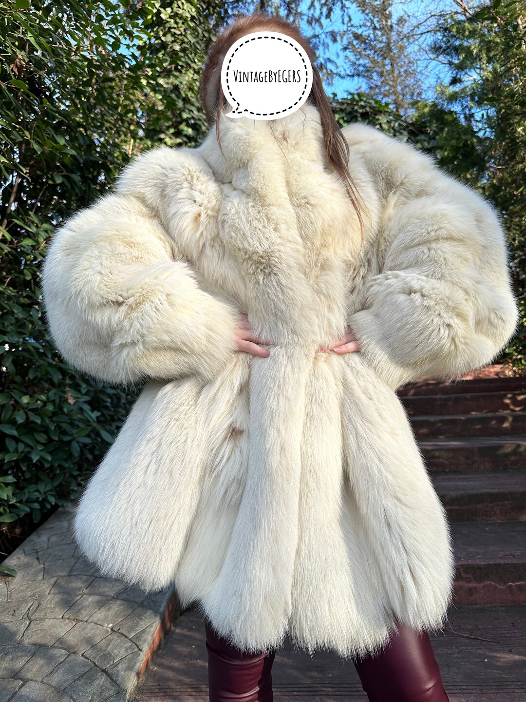 Fluffy White Fox Fur Coat, White Arctic Fox Fur Coat in XL Size, Soft ...