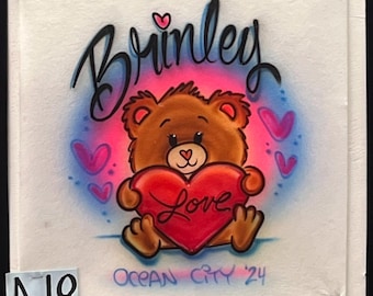 Camiseta con aerógrafo, OSO DE PELUCHE, diseño de nombre, camiseta de adulto, camiseta juvenil, camiseta personalizada, regalo de cumpleaños, personalizada,