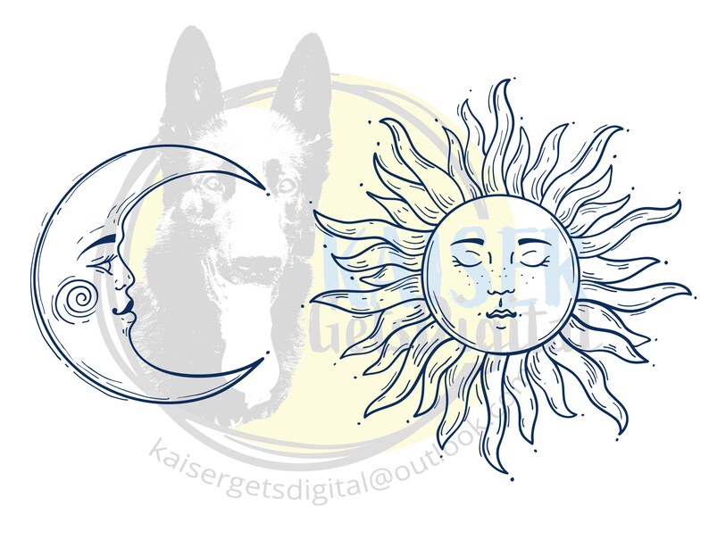 Sun and Moon Svg, Celestial Svg, Moon Phase Png, Boho Sun Face and Moon