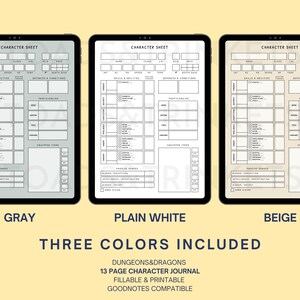13 Page Digital D&amp;D Character Journal With Complete Character Sheet for ...