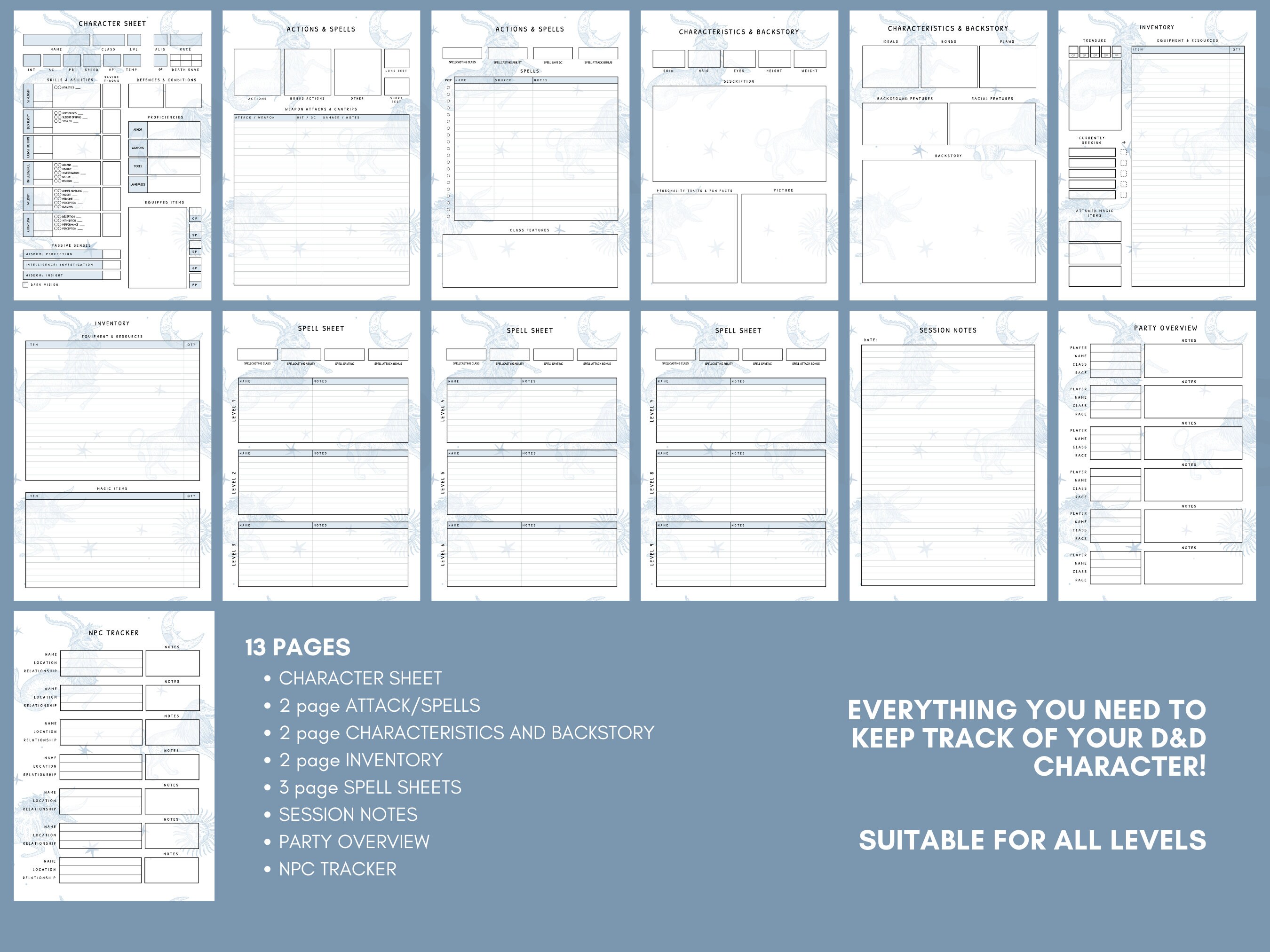 Arcana Edition Blue D&D Character Journal With Complete Etsy