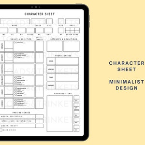 13 Page Digital D&amp;D Character Journal With Complete Character Sheet for ...