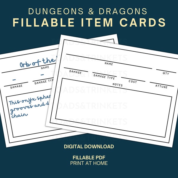 Dnd Item Cards - Etsy