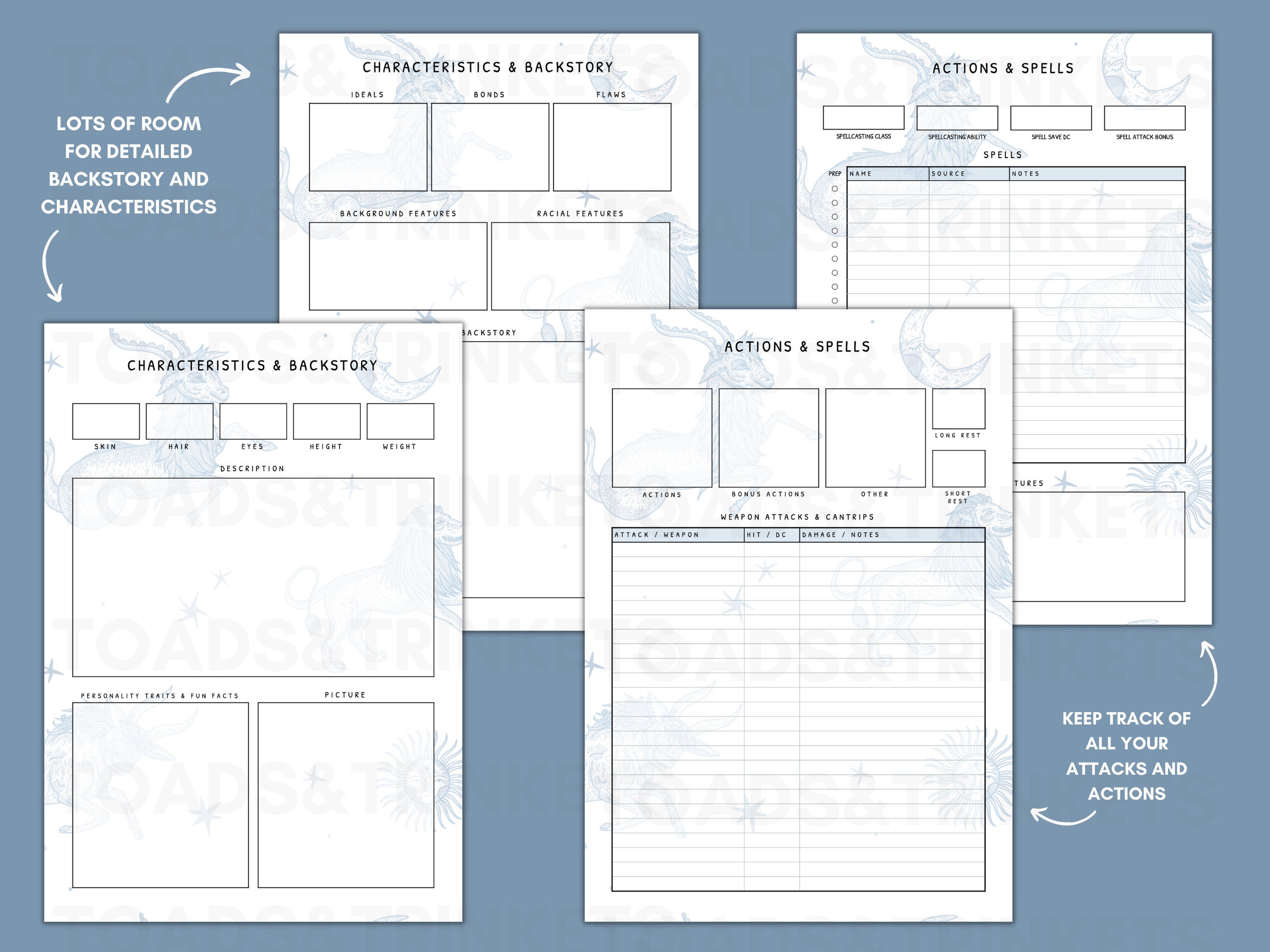 Arcana Edition Blue D&D Character Journal With Complete Etsy