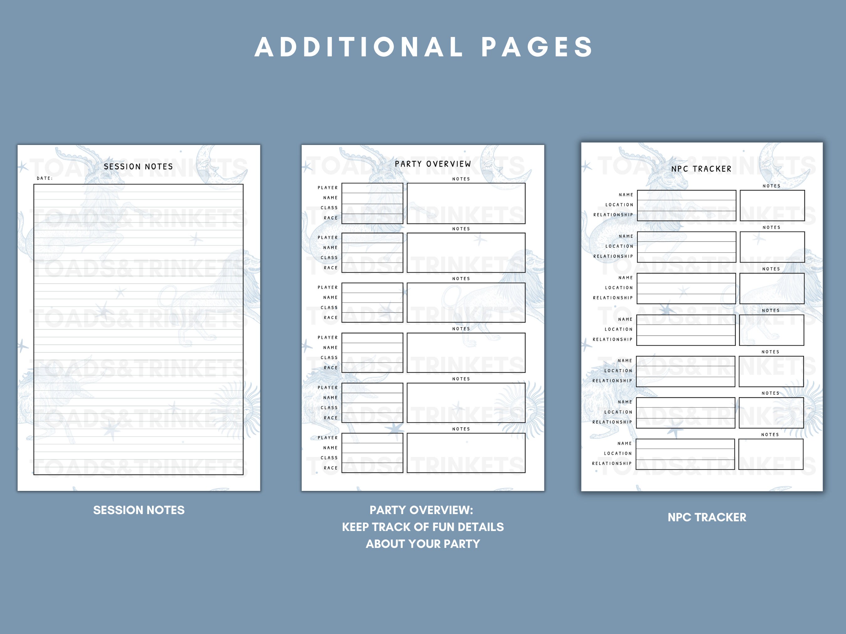 Arcana Edition Blue D&D Character Journal With Complete Etsy