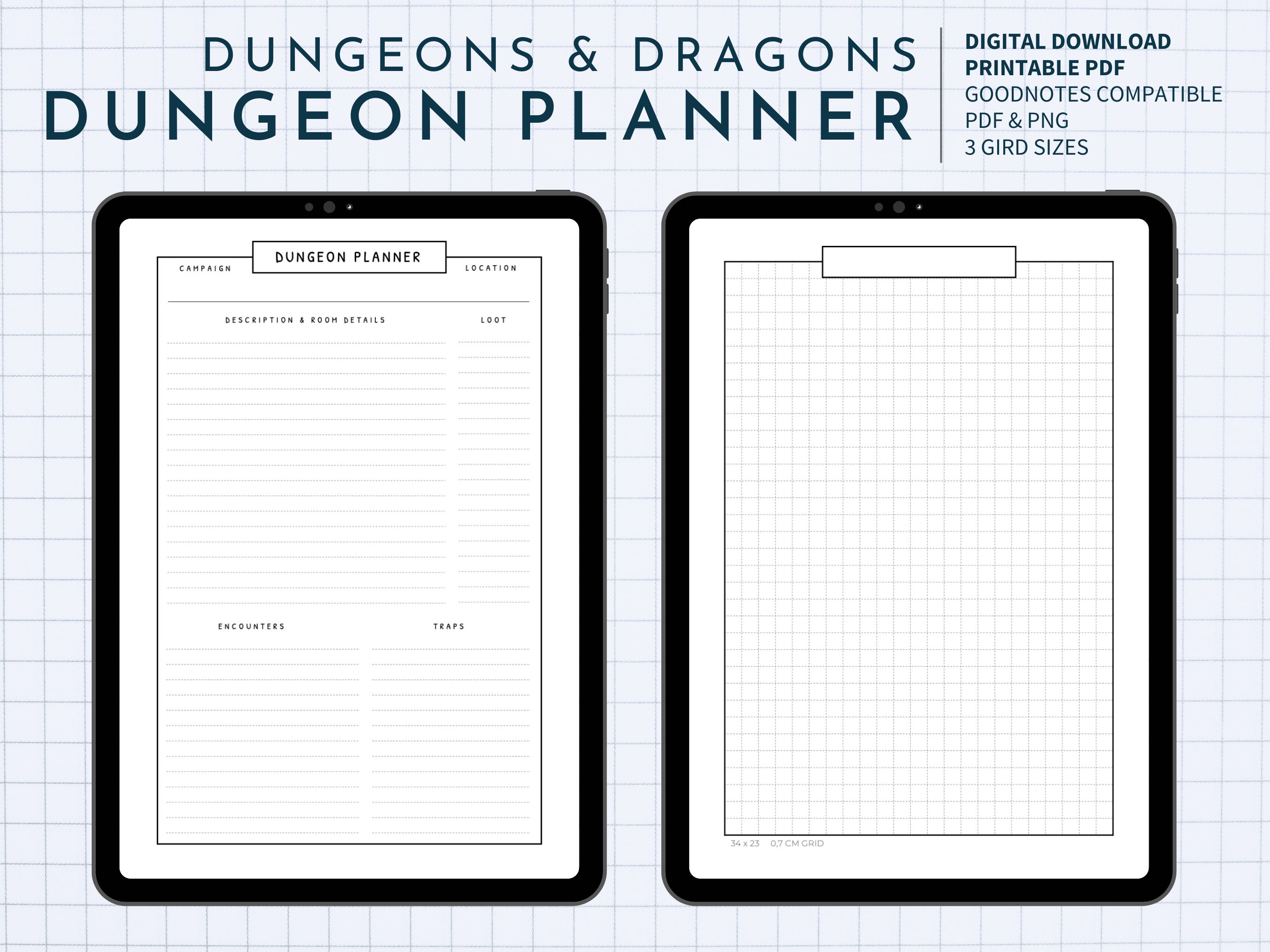 Digital Dungeon Planner for D&D Printable and Goodnotes Compatible 3 ...