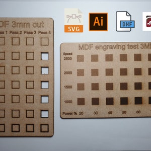 Laser Cut And Engraving Material Testing Plates LightBurn .AI .DXF .SVG