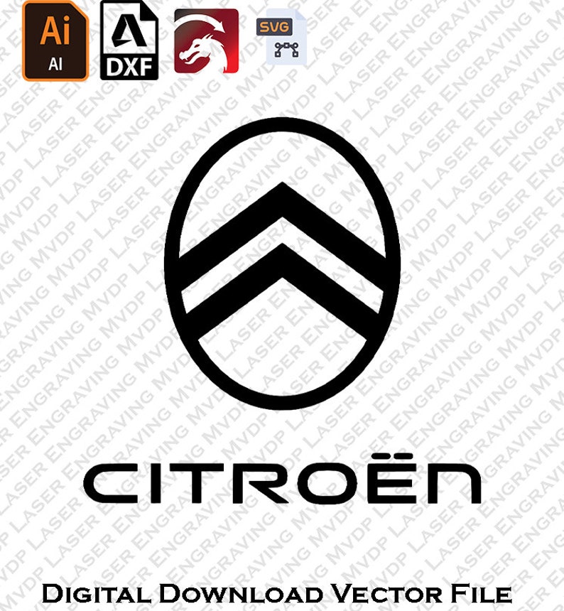 Citroen Logo Laser Cut .SVG , .AI , .DXF , Lightburn , Citroen Design ...
