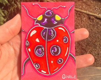 ACEO: "Marienkäfer" (Original Zeichnung) von Halz