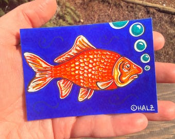 ACEO: "Goldfisch" (Original Zeichnung) von Halz