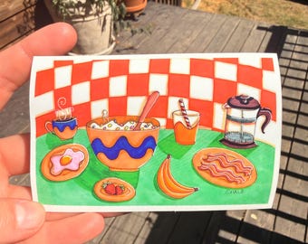 Frühstücksaufkleber mit Originalgrafik von Halz