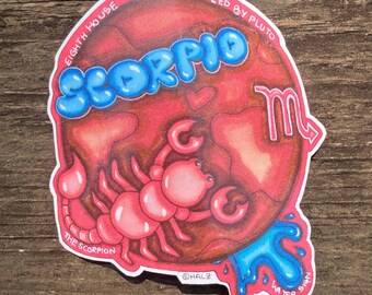 Scorpio-Aufkleber mit Originalgrafik von Halz