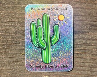 Holo-Vinyl-Aufkleber ""Be Kind To Yourself"" Original-Kunstwerk von Halz."