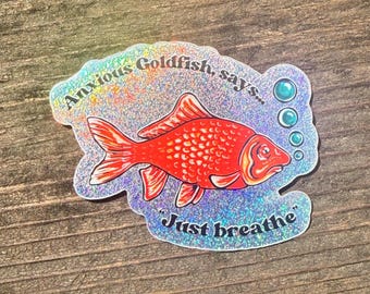 Holo-Vinyl Aufkleber ""Ängstliche Goldfische"" Original-Art von Halz."