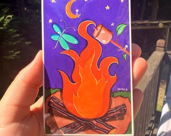 Campfire Sticker Featuring Original Artwork by Halz