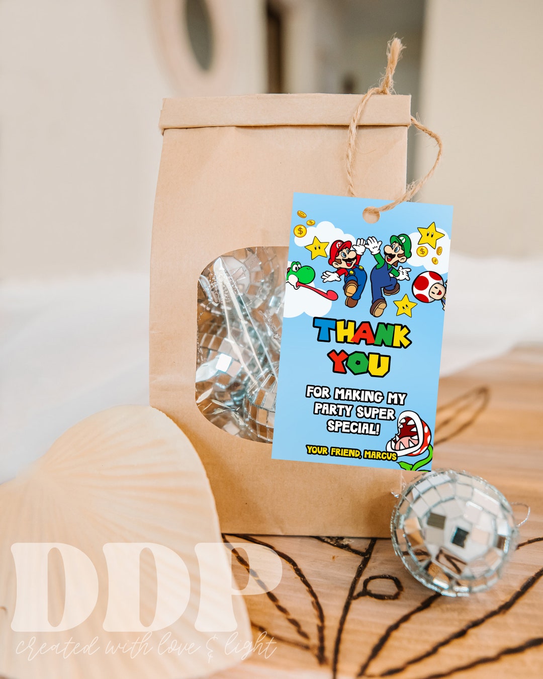 Super Mario Thank You Tag Mario Bros Birthday Party Favor Tag Super ...