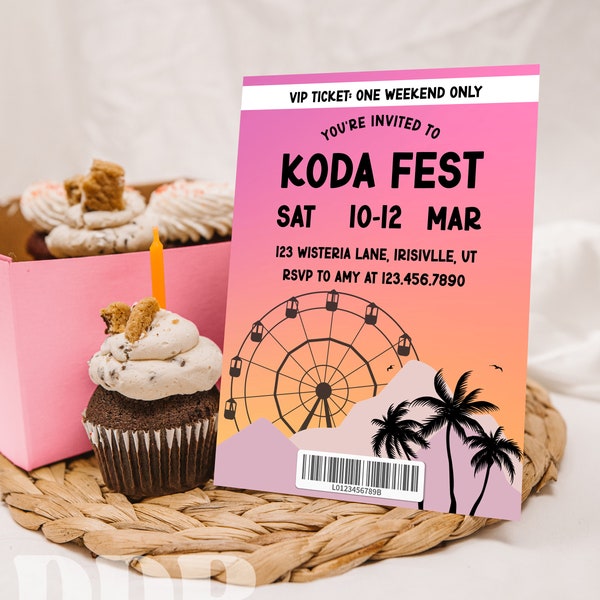 Any Age CUSTOM FEST VIP Concert Birthday Party Invitation | Music Festival Pass Party Invite | Kidchella Ferris Wheel Invite
