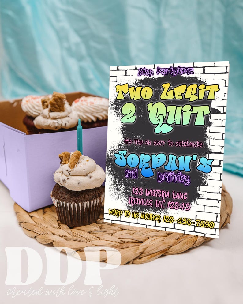 Two Legit 2 Quit Birthday Party Invitation Two Legit Second Birthday 2