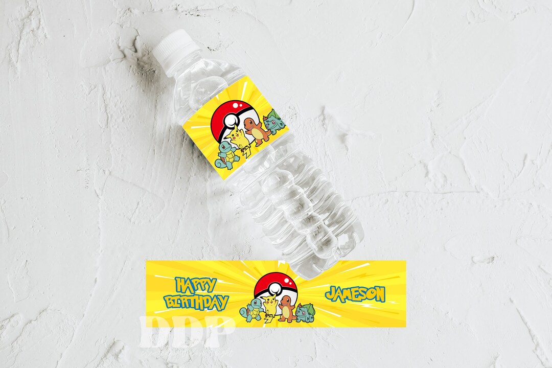 Pokemon Birthday Water Bottle Label Pokeball Printable Party Decor ...