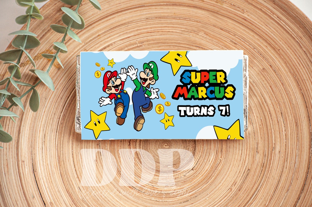 Super Mario Chocolate Wrapper Bar Label Mario Brothers Party Decor ...
