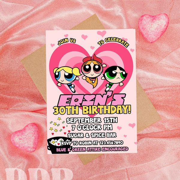 Powerpuff Girls Birthday Invitation | Powerpuff Girls Birthday Invite | ANY AGE Powerpuff Girls Invitation | Girls Party Invite Template