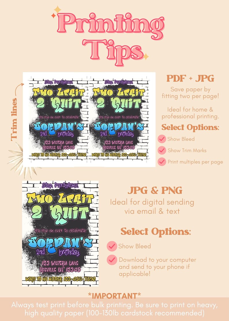 Two Legit 2 Quit Birthday Party Invitation Two Legit Second Birthday 2