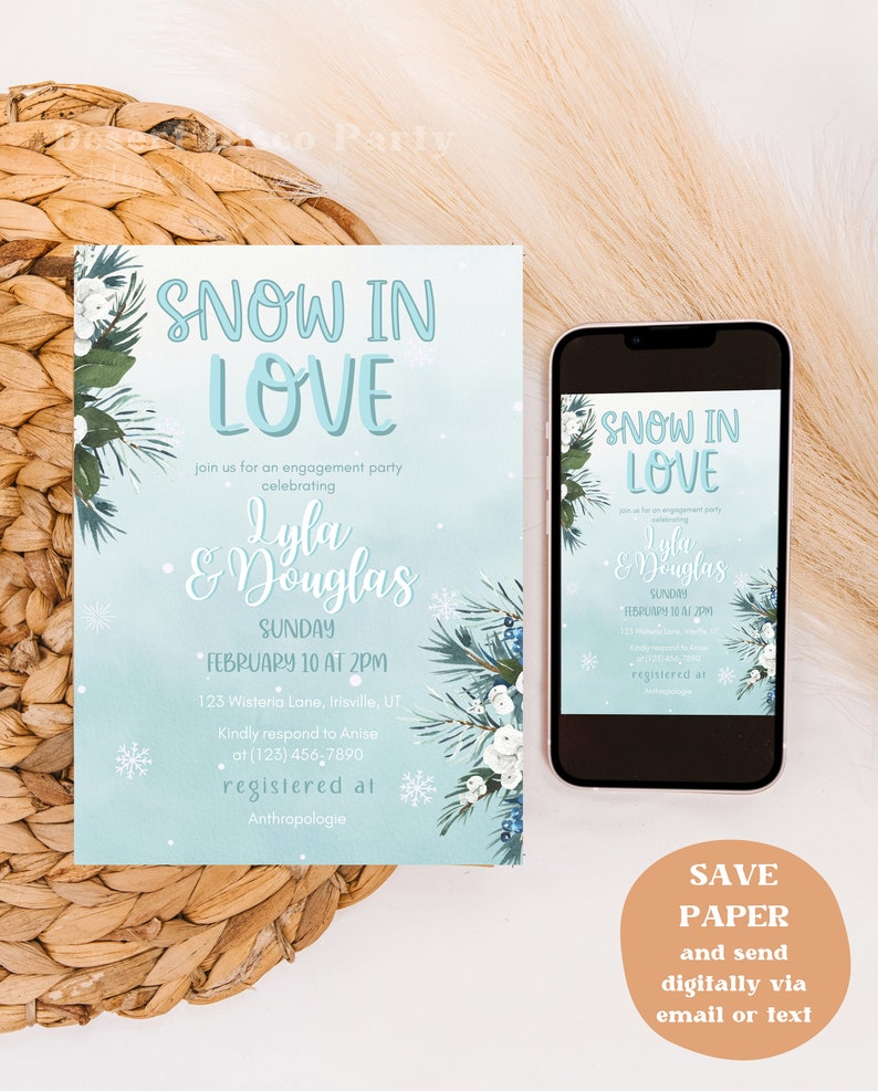 Snow in Love Engagement Party Invitation Winter Engagement Etsy