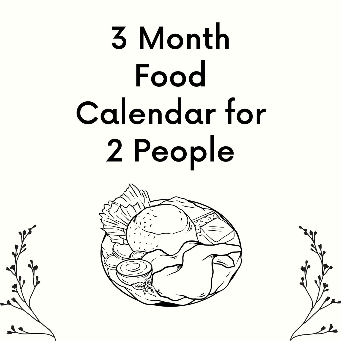 3 Month Food Calendar for 2 People Printable I How to Get a Food ...