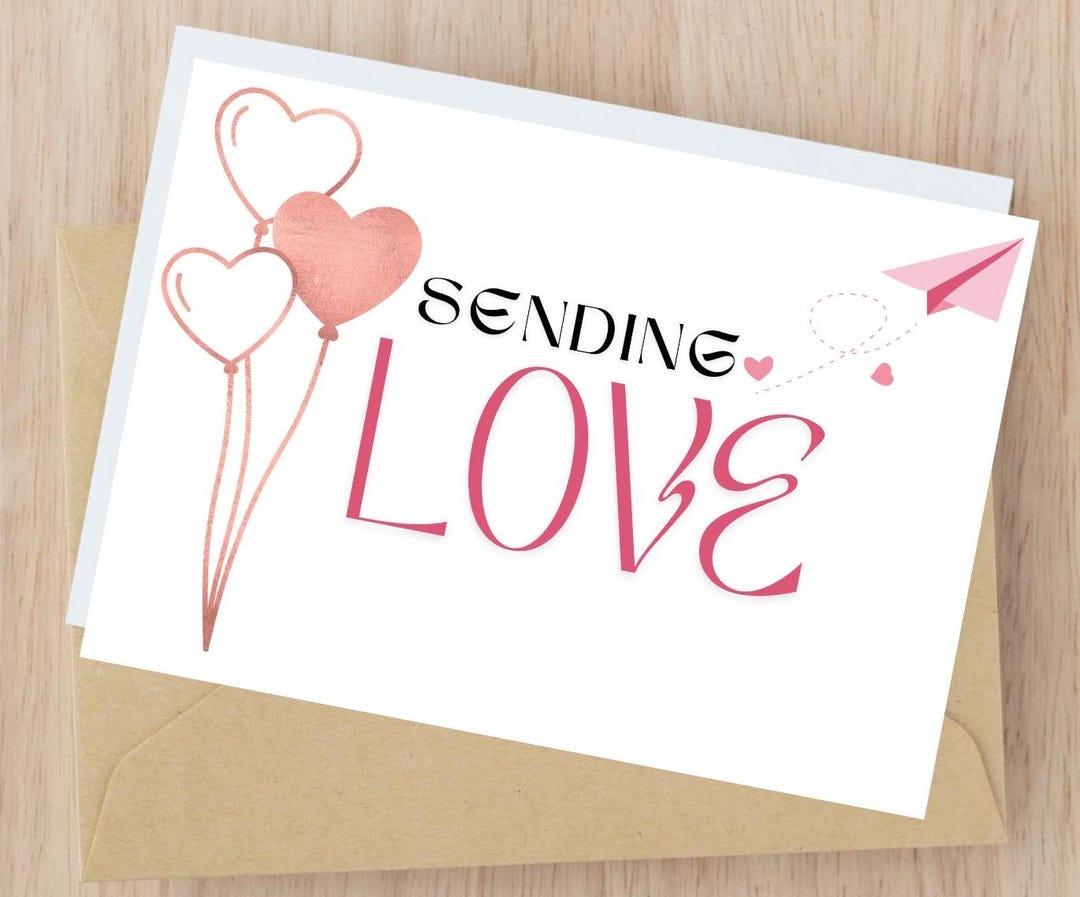Printable Sending Love Greeting Card, Aesthetic Greeting Card Printable ...