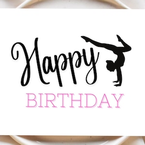 Druckbare alles Gute zum Geburtstag Karte, Mädchen Gymnastik Geburtstagskarte, Mädchen Gymnastik Geburtstag, Turnerin Geburtstagskarte, Gymnastik, Mädchen Geburtstag
