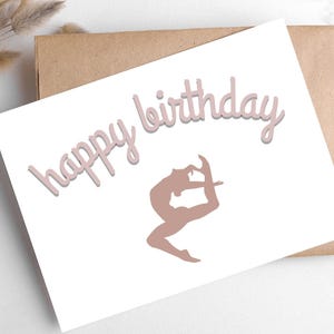 Printable Gymnast Happy Birthday Card, Aesthetic Birthday Card ...