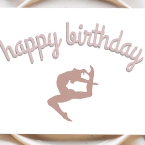 女の子の体操選手の誕生日おめでとうカード（印刷可能）、女の子の体操の印刷可能なカード、女の子の体操の誕生日、体操の誕生日カード、体操選手